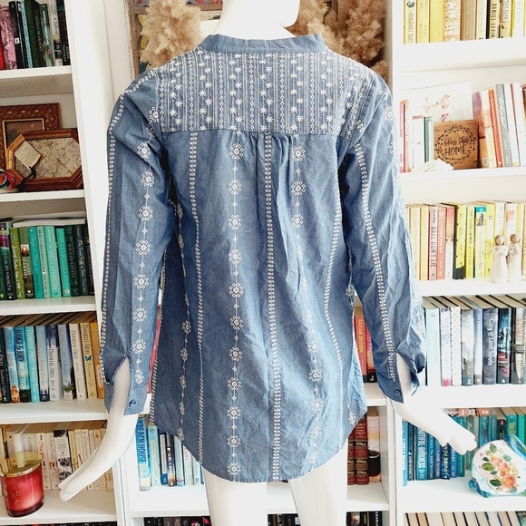 NEW Diane Gilman DG2 Embroidered Chambray Tunic Indigo P271 - Picture 5 of 8
